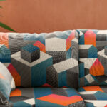 Living room sofa cushion, colorful interior design